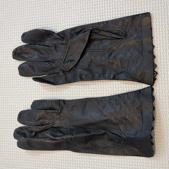 Vintage Black Kid Leather Gloves - 6 1/2 - Picture 3 of 5